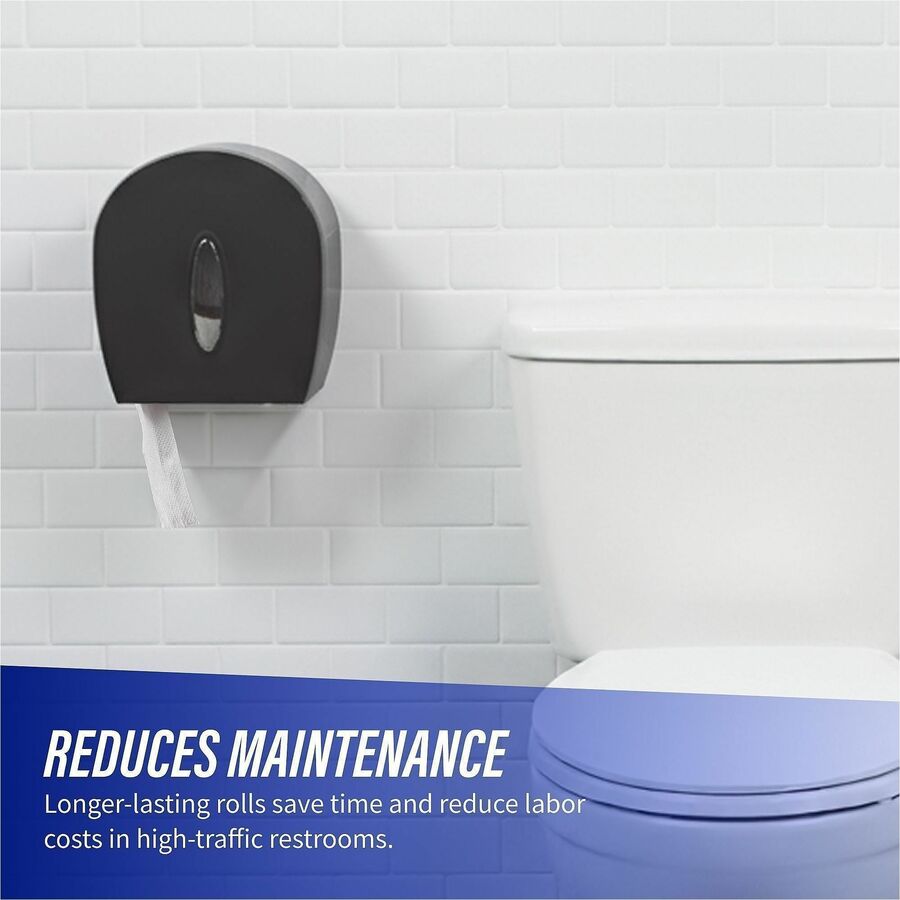 Genuine Joe 2-ply Jumbo Roll Dispenser Bath Tissue - 2 Ply - 3.30" Width x 650 ft Length - 3 19/64" Core - White - 12 / 