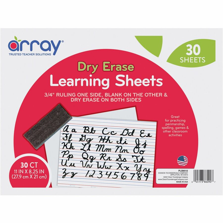 Array Dry Erase Learning Board - 11" (0.9 ft) Width x 8.3" (0.7 ft) Height - White Surface - Rectangle - 1 Pack