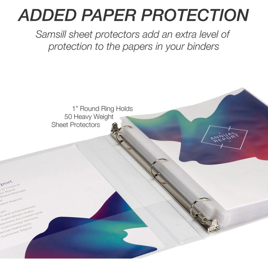 Samsill Economy View Binder - 1" Binder Capacity - 200 Sheet Capacity - 3 Ring - Fastener: Round Ring - Polypropylene, C