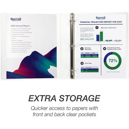 Samsill Economy View Binder - 1" Binder Capacity - 200 Sheet Capacity - 3 Ring - Fastener: Round Ring - Polypropylene, C