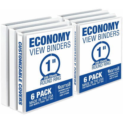 Samsill Economy View Binder - 1" Binder Capacity - 200 Sheet Capacity - 3 Ring - Fastener: Round Ring - Polypropylene, C