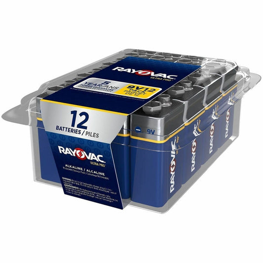 Rayovac 9-Volt Ultra-Pro Alkaline Battery - For Multipurpose - 9V - 9 V DC - 12 / Pack