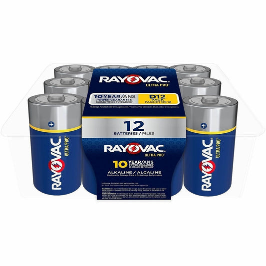Rayovac Ultra Pro Alkaline D Batteries - For Multipurpose - D - 1.5 V DC - 12 / Pack