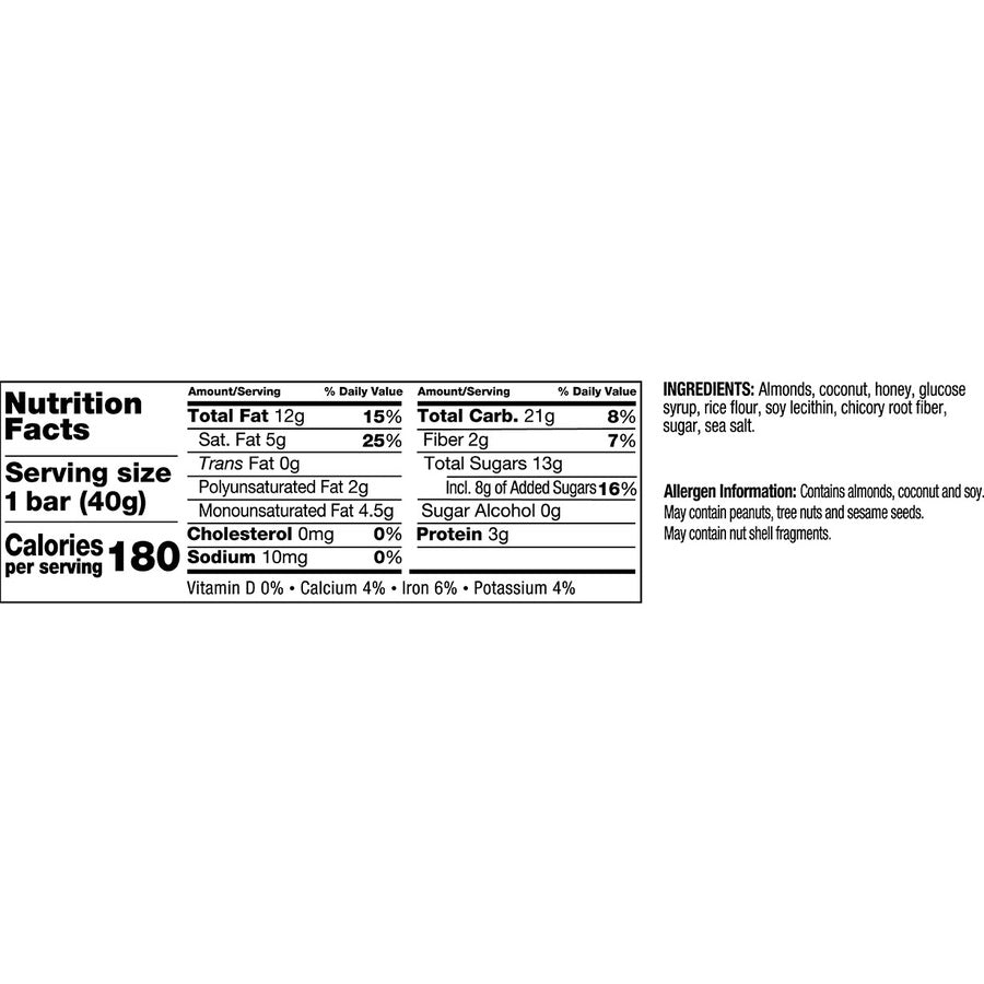 KIND Almond & Coconut Bars - Gluten-free, Wheat-free, Dairy-free, Non-GMO, Sulfur dioxide-free - Almond & Coconut - 1.40