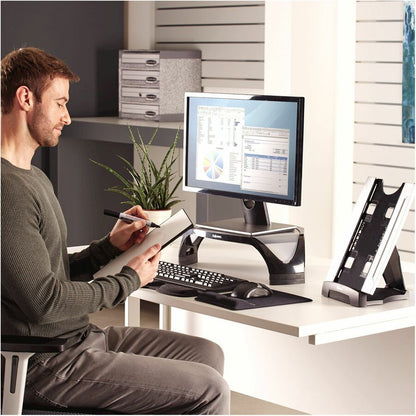 Fellowes Office Suites Memo Board Desktop Copyholder - 15" Height x 10.3" Width x 6" Depth - Black, Silver