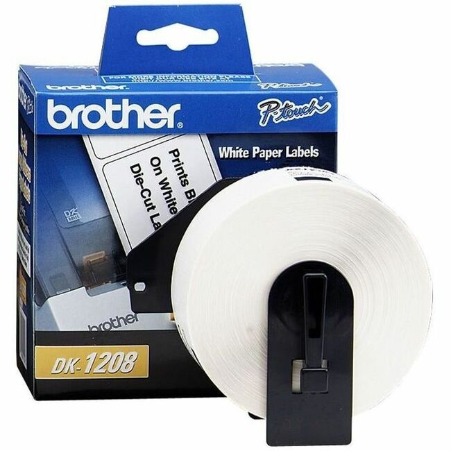 Brother QL Printer DK1208 Large Address Labels - 3 1/2" Width x 1 1/2" Length - Rectangle - Direct Thermal - White - Pap