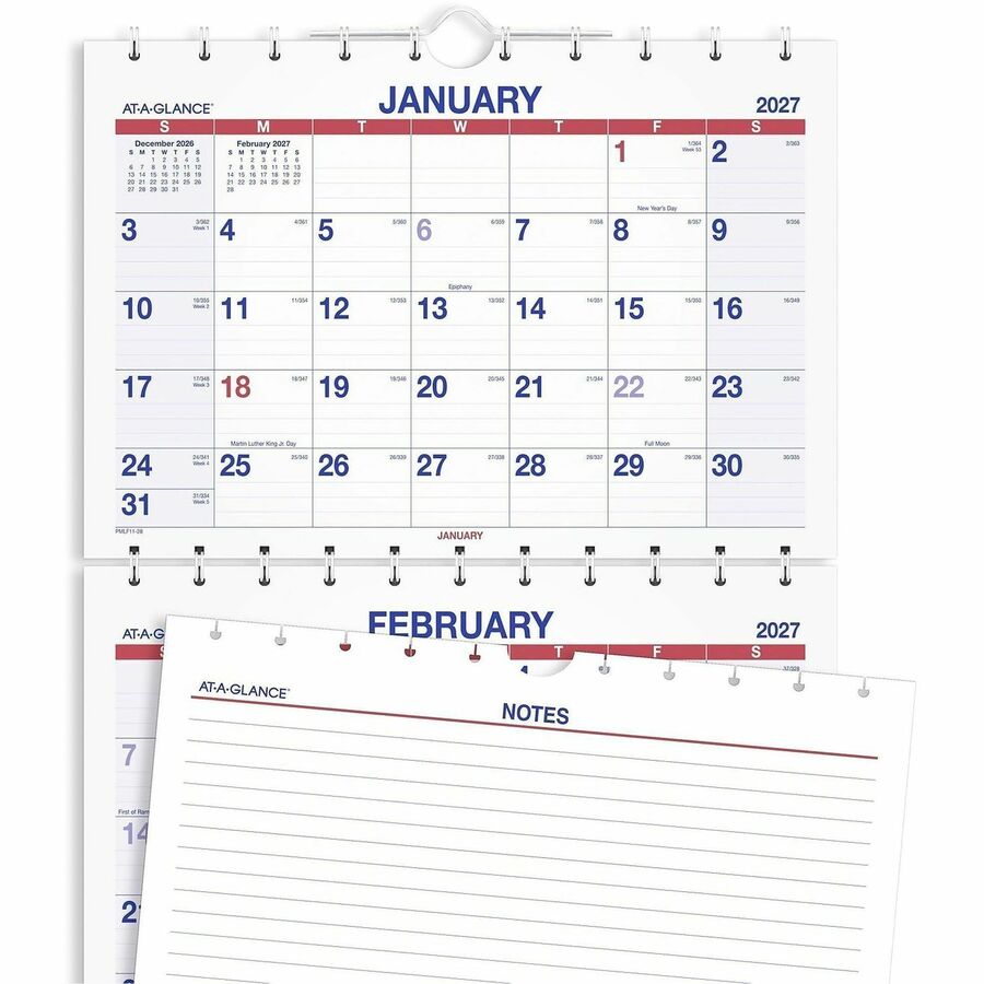 At-A-Glance Move-A-Page 3-Month Wall Calendar - Large - Julian Dates - Monthly - 14 Month - December 2026 to February 20