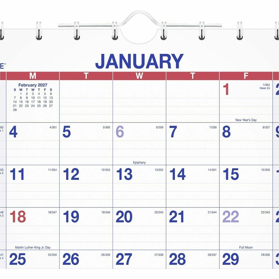 At-A-Glance Move-A-Page 3-Month Wall Calendar - Large - Julian Dates - Monthly - 14 Month - December 2026 to February 20