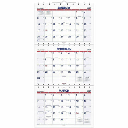 At-A-Glance Move-A-Page 3-Month Wall Calendar - Large - Julian Dates - Monthly - 14 Month - December 2026 to February 20