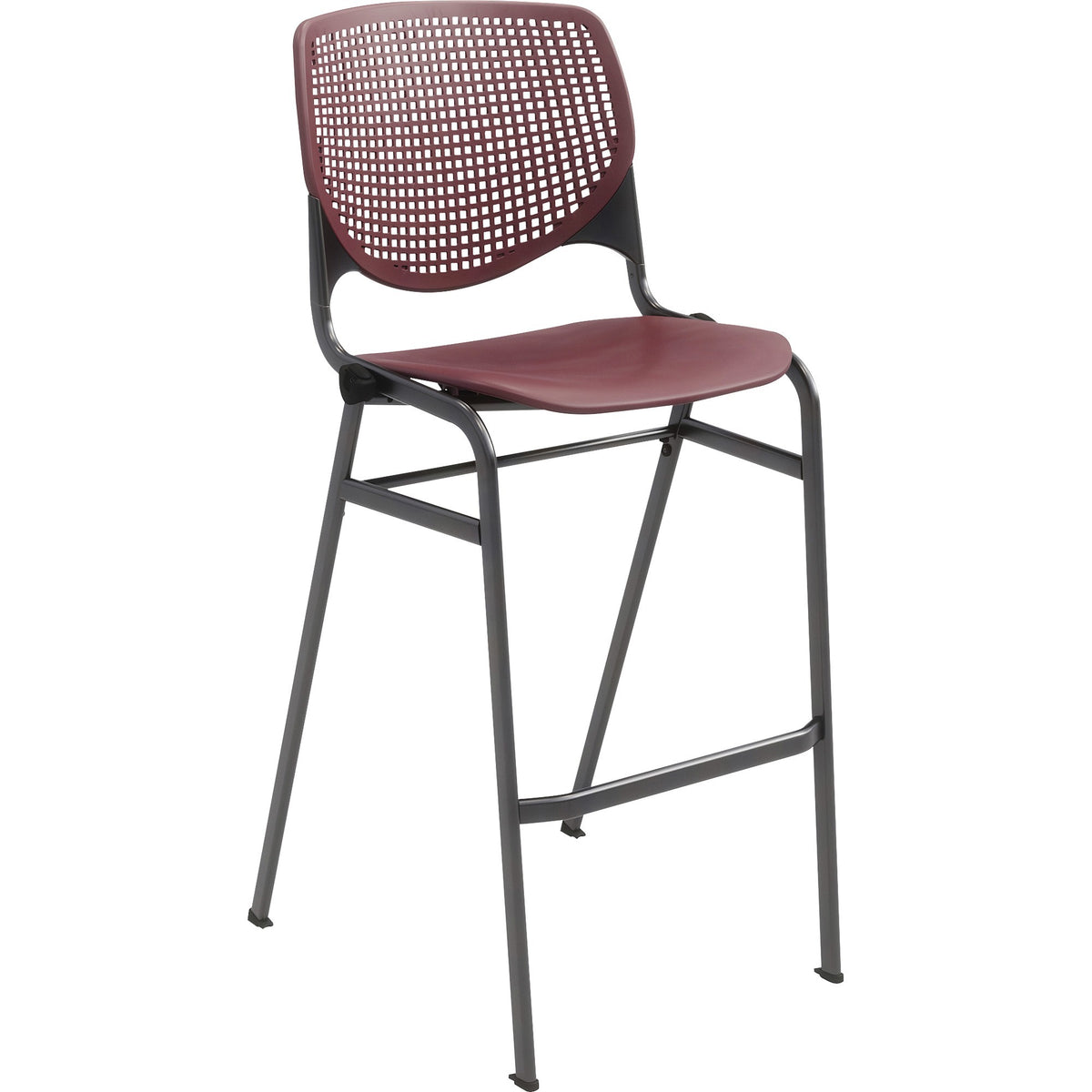 KFI Barstool with Polypropylene Seat and Back - Burgundy Seat Color - Polypropylene Seat Material - Burgundy Back Color 