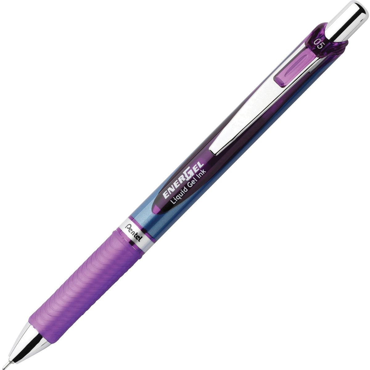 Pentel EnerGel Gel Pen - 0.5 mm Fine, 0.5 mm Needle Pen Point - Refillable - Retractable - Violet Ink - Gel-based, Liqui