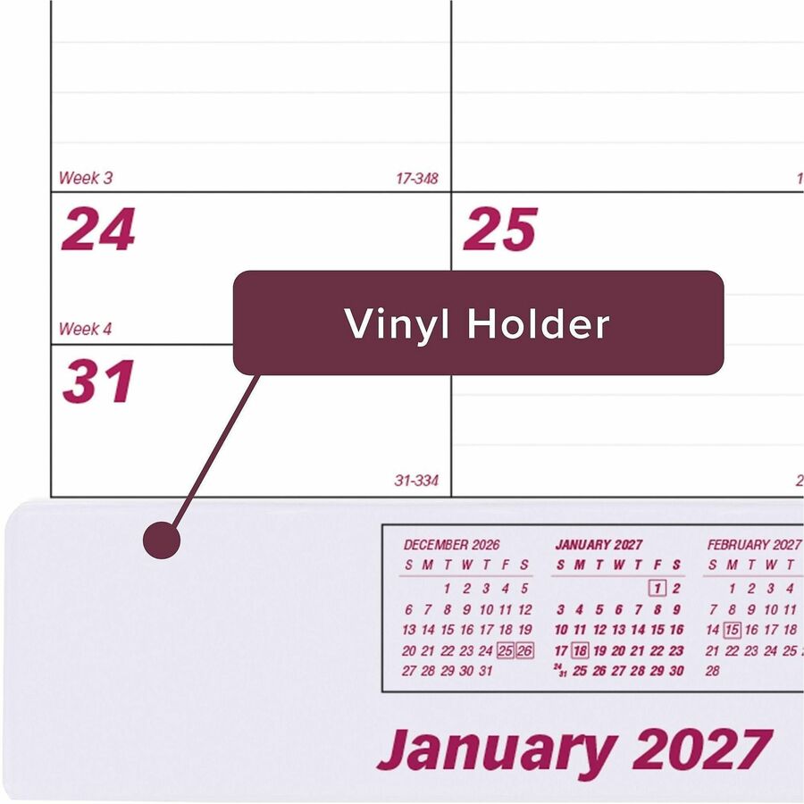 Brownline Vinyl Strip Monthly Desk Pad - Julian Dates - Monthly - 12 Month - January 2027 to December 2027 - 1 Month Sin