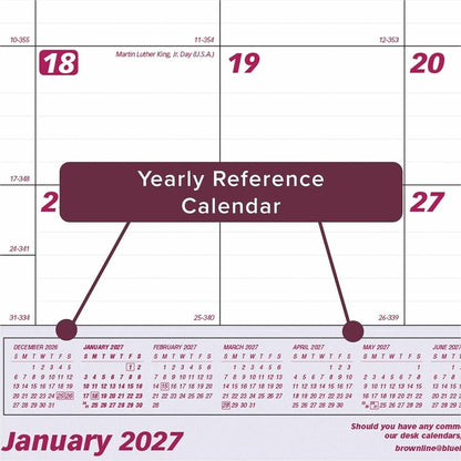 Brownline Vinyl Strip Monthly Desk Pad - Julian Dates - Monthly - 12 Month - January 2027 to December 2027 - 1 Month Sin