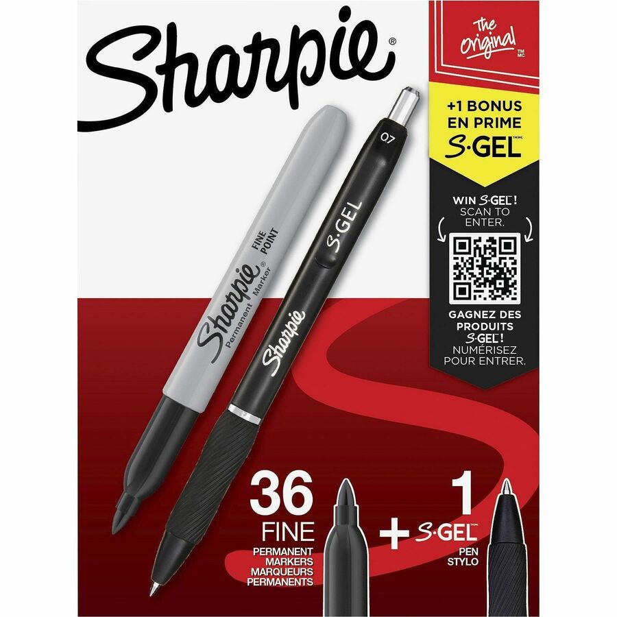Sharpie Permanent Marker - Black Ink - Black Barrel - 36 / Box