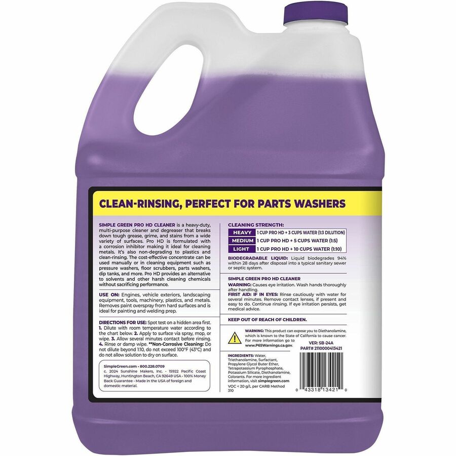 Simple Green Pro HD All-In-One Heavy-Duty Cleaner - For Multipurpose - Concentrate - Liquid - 128 fl oz (4 quart) - 4 / 