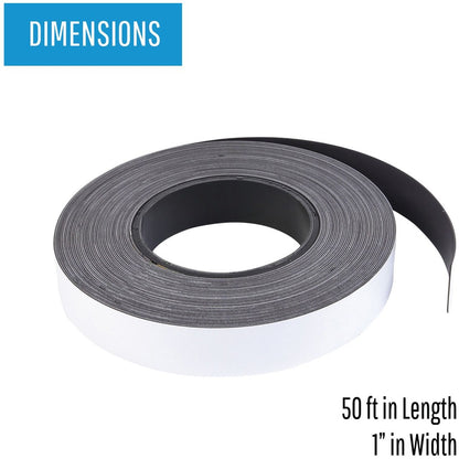 MasterVision Magnetic Dry Erase Roll - 1" (0.1 ft) Width x 600" (50 ft) Length - White Film - Magnetic - 1 Roll