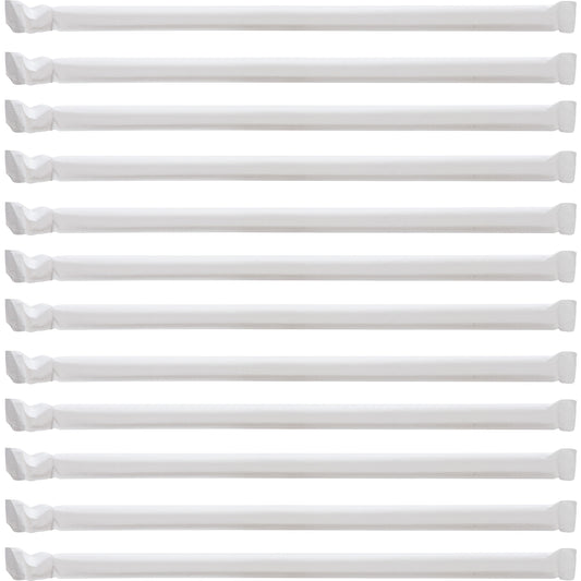 Genuine Joe Jumbo Translucent Straight Straws - 7.8" Length - Clear - 500/Box - 12 / Carton