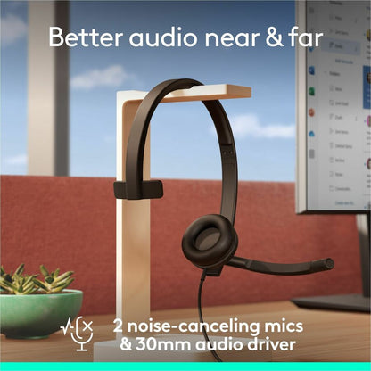 Logitech USB Headset Mono H570e - Mono - USB - Wired - 31.50 Hz to 20 kHz - Over-the-head - Monaural - Supra-aural