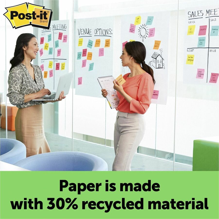 Post-it® Self-Stick Wall Pads - 20 Sheets - Plain - Stapled - 18.50 lb Basis Weight - 20" x 23" Sheet Size - White Paper