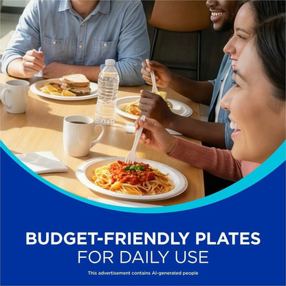 Dixie Basic® 8-1/2" Lightweight Paper Plates by GP Pro - Microwave Safe - 8.5" Diameter - White - Paper Body - 125 / Pac