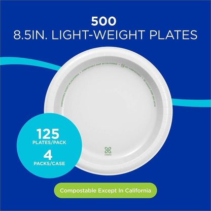 Dixie Basic® 8-1/2" Lightweight Paper Plates by GP Pro - Microwave Safe - 8.5" Diameter - White - Paper Body - 125 / Pac