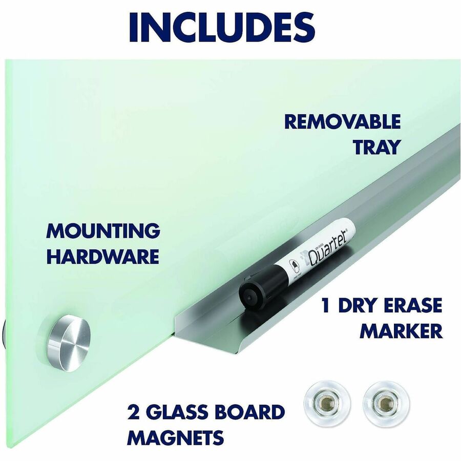 Quartet Infinity Glass Dry-Erase Whiteboard - 96" (8 ft) Width x 48" (4 ft) Height - White Tempered Glass Surface - Whit