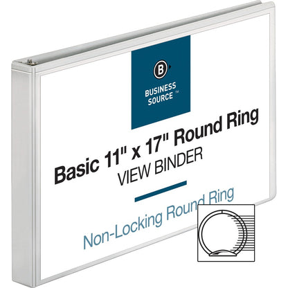 Business Source Tabloid-size Round Ring Reference Binder - 1" Binder Capacity - Tabloid - 11" x 17" Sheet Size - Fastene