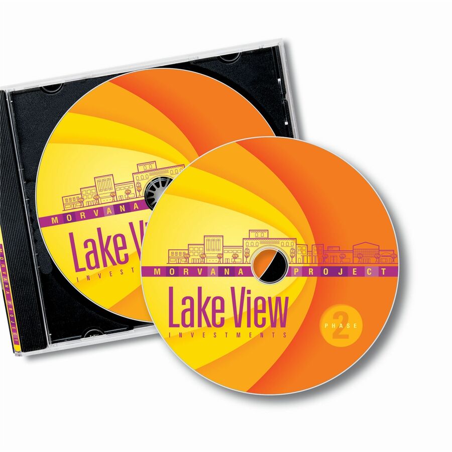 Avery® Optical Disc Label - Permanent Adhesive - Inkjet, Laser - Glossy - Glossy White - Paper - 2 / Sheet - 10 Total Sh