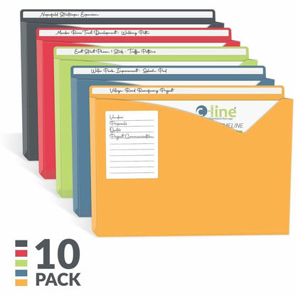 C-Line Full Tab Cut Letter File Jacket - 8 1/2" x 11" - 225 Sheets Capacity - 1" Expansion - 1" Fastener Capacity - 10 /