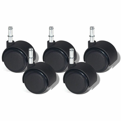 Lorell Premium Soft Dual-Wheel Casters Set - 2.50" Diameter - Nylon, Metal - Black - 5 / Set