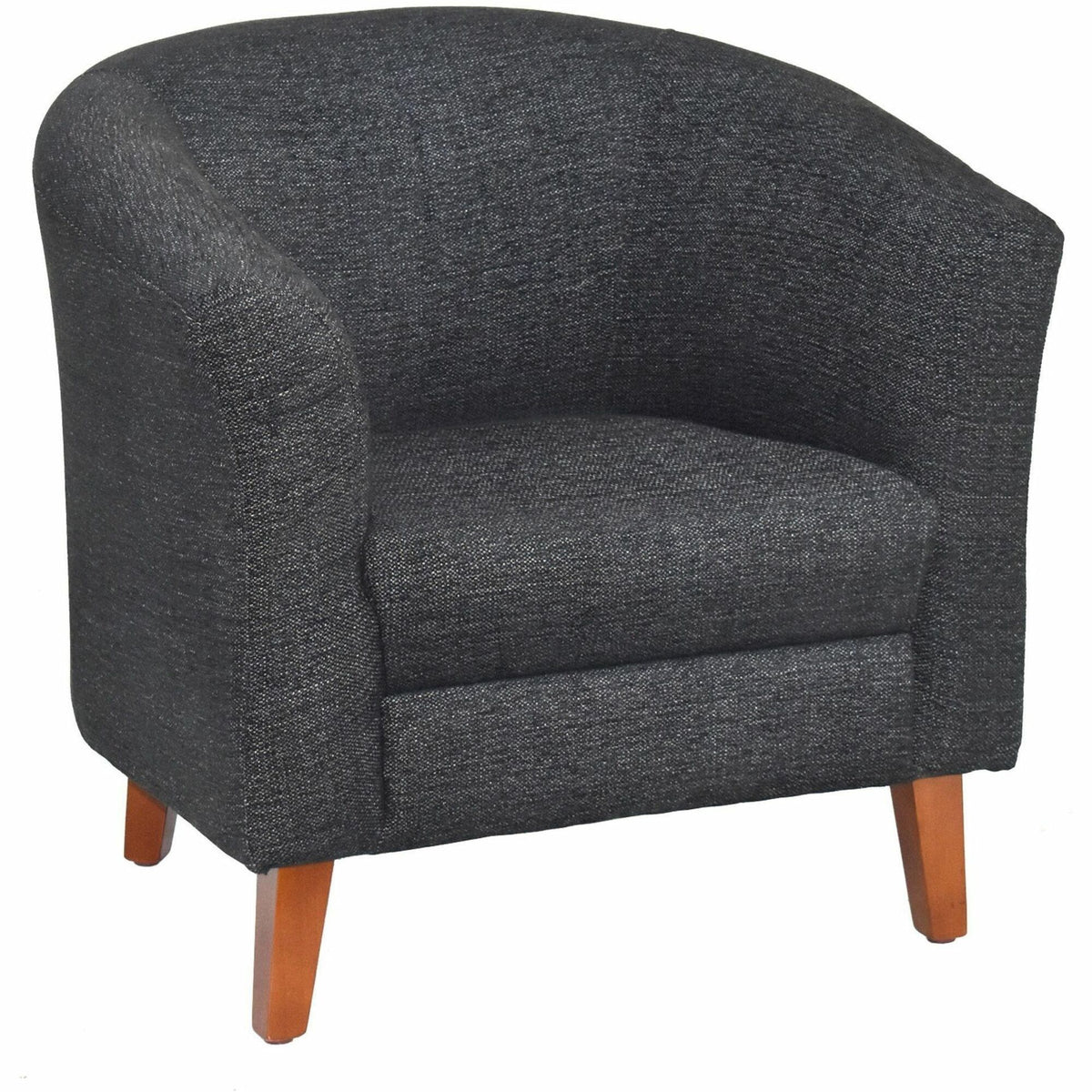 Lorell Barrel Armchair - Black Seat Color - Fabric Seat Material - Black Back Color - Fabric Back Material - Four-legged