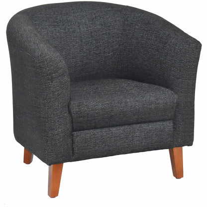 Lorell Barrel Armchair - Black Seat Color - Fabric Seat Material - Black Back Color - Fabric Back Material - Four-legged