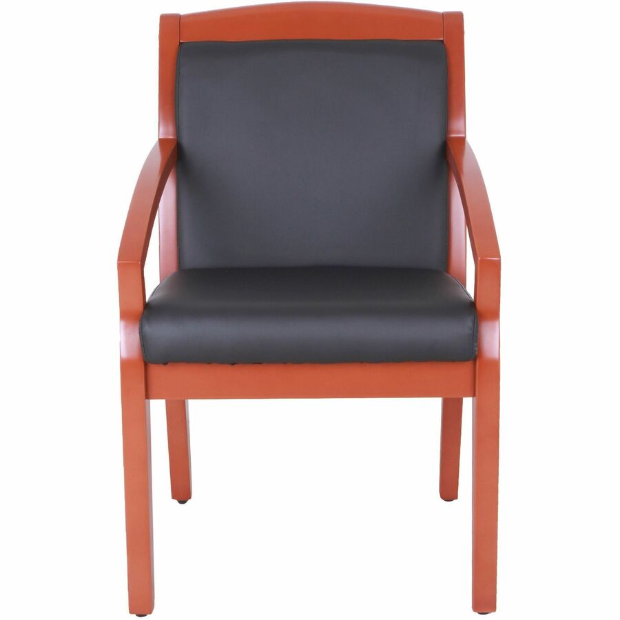 Lorell Sloping Arms Wood Frame Guest Chair - Black Seat Color - Bonded Leather Seat Material - Black Back Color - 1 Each