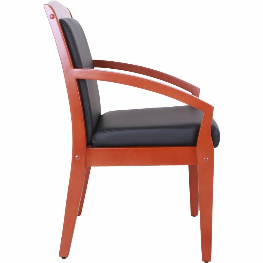 Lorell Sloping Arms Wood Frame Guest Chair - Black Seat Color - Bonded Leather Seat Material - Black Back Color - 1 Each