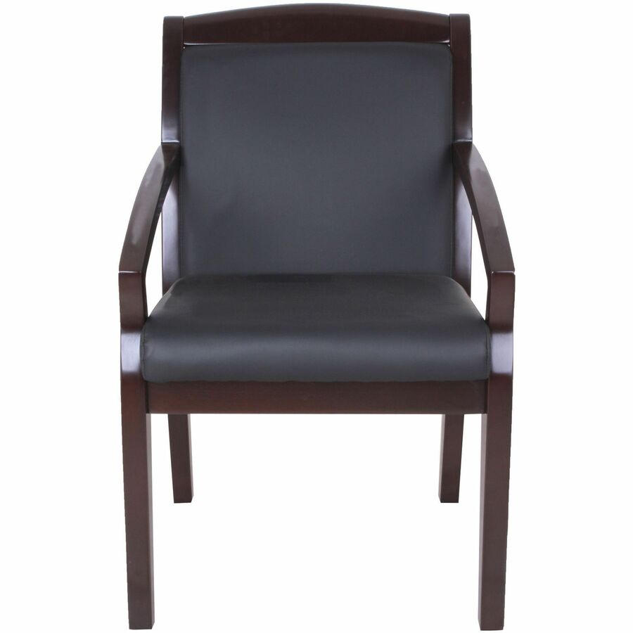 Lorell Sloping Arms Wood Frame Guest Chair - Black Seat Color - Bonded Leather Seat Material - Black Back Color - 1 Each