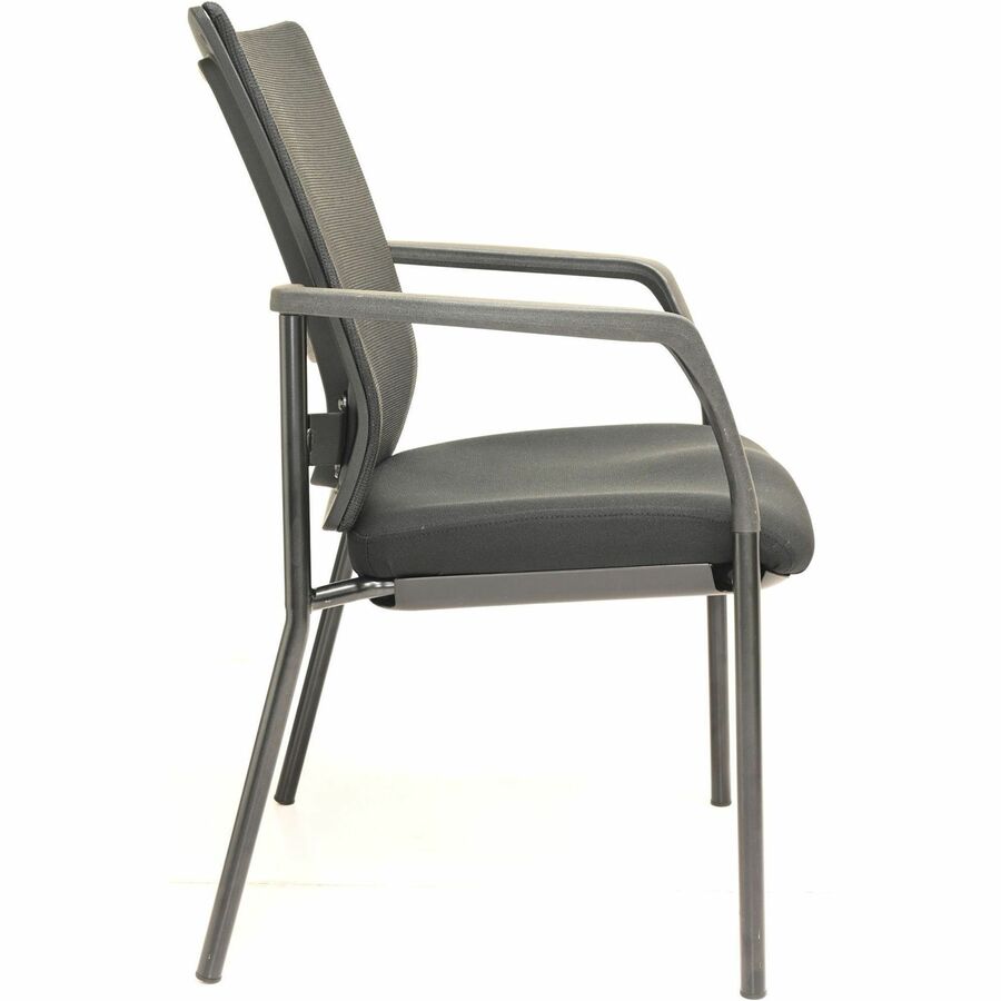 Lorell Mesh Back Guest Chair - Black Seat Color - Fabric Seat Material - Nylon Back Material - Powder Coated Frame Color