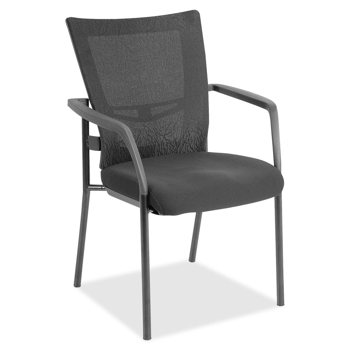 Lorell Mesh Back Guest Chair - Black Seat Color - Fabric Seat Material - Nylon Back Material - Powder Coated Frame Color