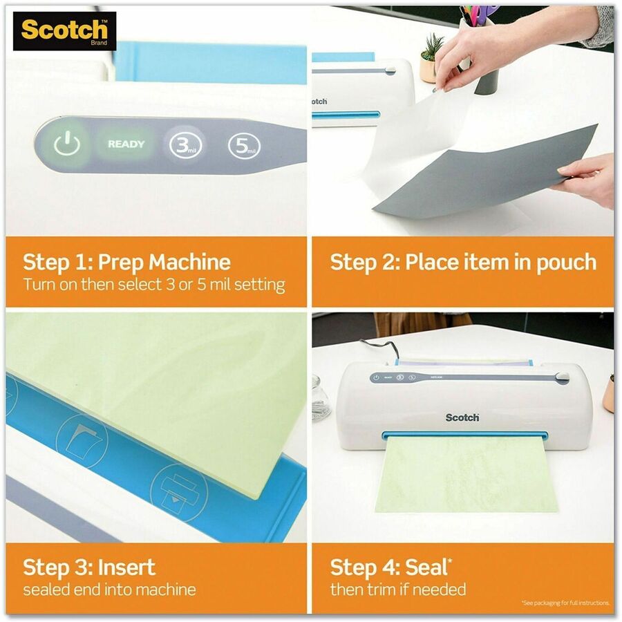Scotch Thermal Laminating Pouches - Laminating Pouch/Sheet Size: 2.30" Width x 3.70" Length x 5 mil Thickness - Glossy -