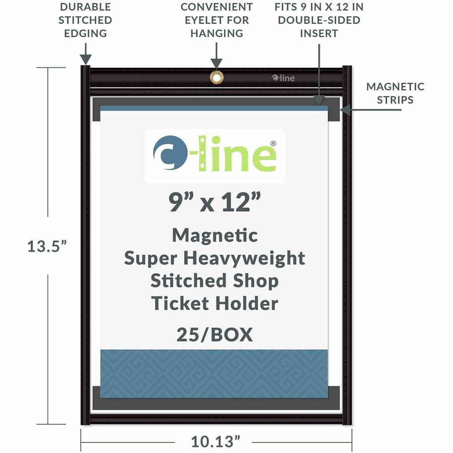 C-Line Vinyl File Pocket - 9" x 12" - Clear - Ticket Holder, Eyelet, Reinforced Top, Magnetic Backing, Reinforced Edges 