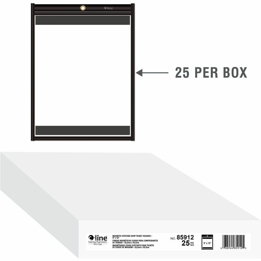 C-Line Vinyl File Pocket - 9" x 12" - Clear - Ticket Holder, Eyelet, Reinforced Top, Magnetic Backing, Reinforced Edges 