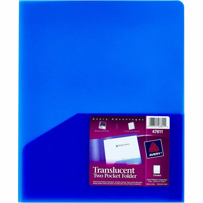 Avery® Letter Pocket Folder - 8 1/2" x 11" - 20 Sheets Capacity - 2 Internal Pocket - Blue - 1 Each