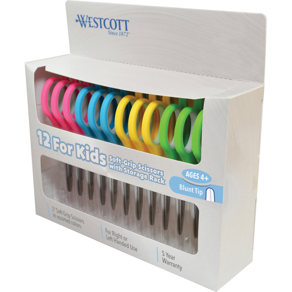 Westcott Teachers 5" Kids Soft Handle Blunt Scissors - 5" Overall Length - Straight-left/right - Stainless Steel - Blunt