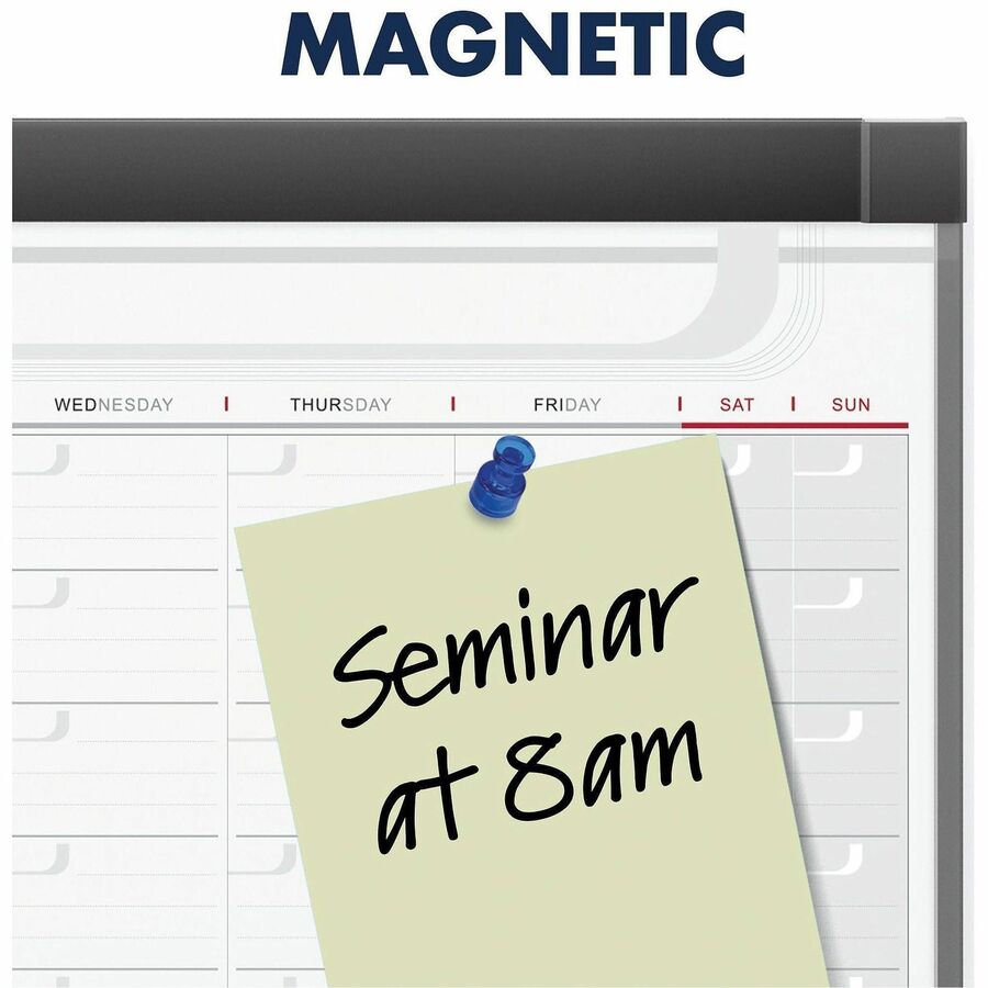 Quartet Prestige® 2 Magnetic Four Month Calendar Board - Monthly - 4 Month - White, Graphite - Steel - 24" Height x 36" 