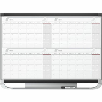Quartet Prestige® 2 Magnetic Four Month Calendar Board - Monthly - 4 Month - White, Graphite - Steel - 24" Height x 36" 