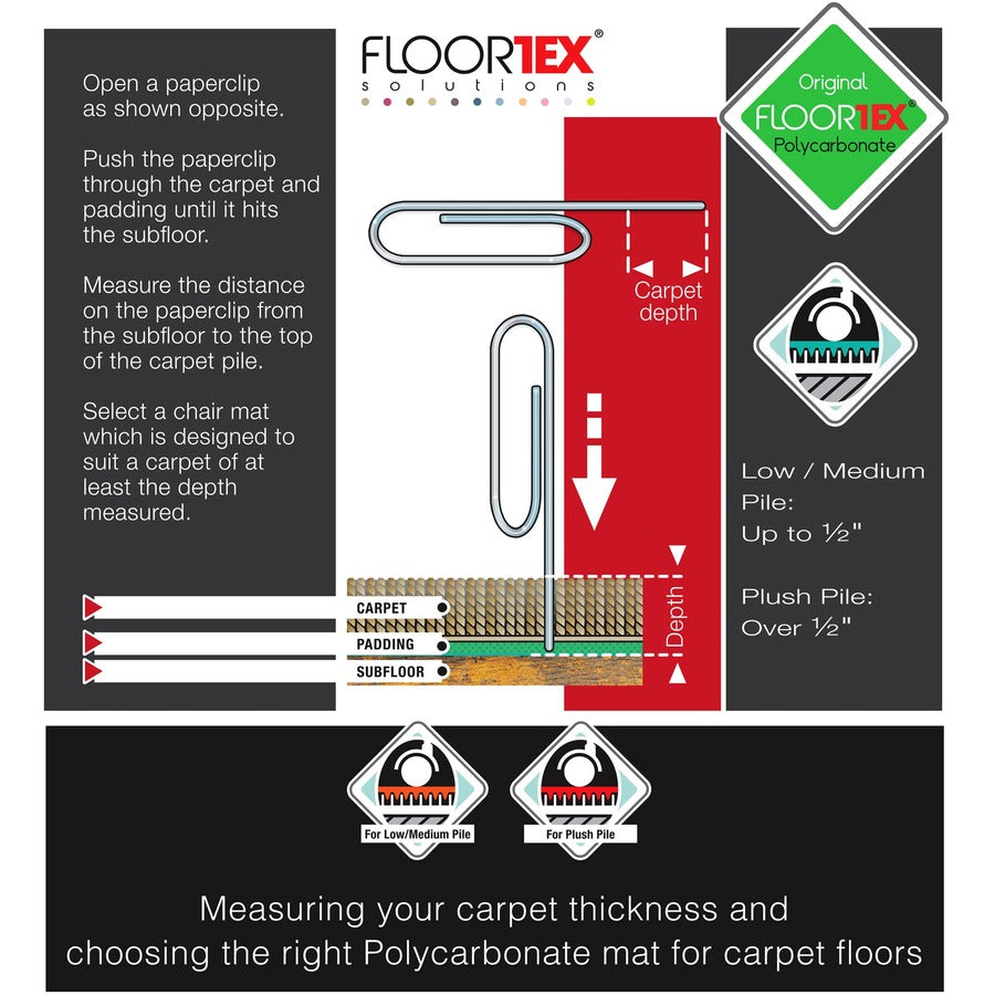 Floortex Cleartex Ultimat® Polycarbonate Rectangular Chair Mat for Carpets - 60" x 79" - Carpet, Home, Office