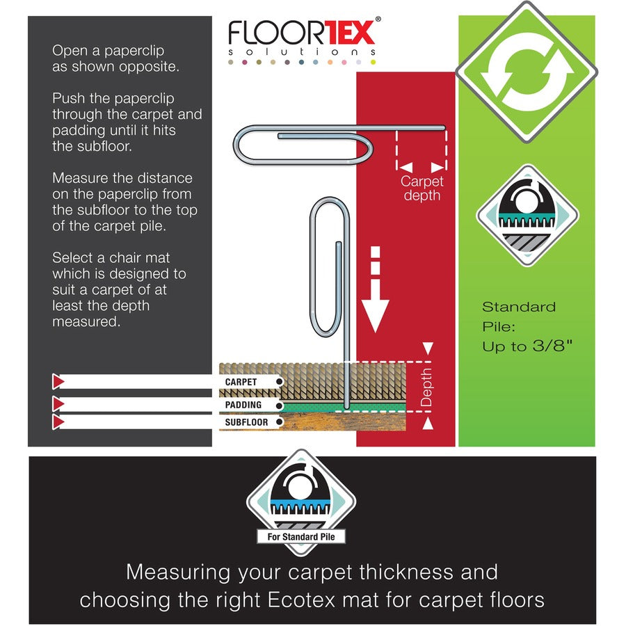 Floortex Enhanced Polymer Rectangular Chair Mat for Carpets up to 3/8" - 30" x 48" - Home, Office, Carpet