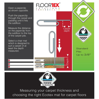 Floortex Enhanced Polymer Rectangular Chair Mat for Carpets up to 3/8" - 30" x 48" - Home, Office, Carpet