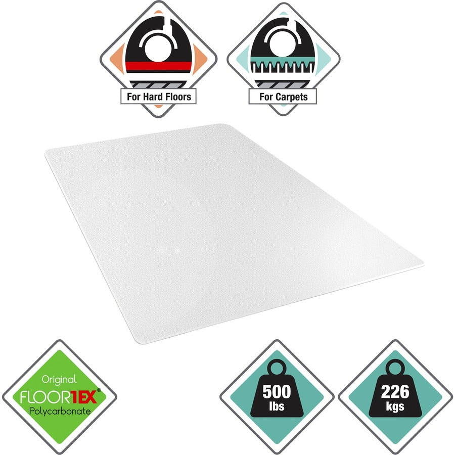 Floortex Cleartex Megamat Extra Thick Chair Mat for Hard Floors & Carpets - 46" x 60" - Home, Workstation, Hard Floor, C
