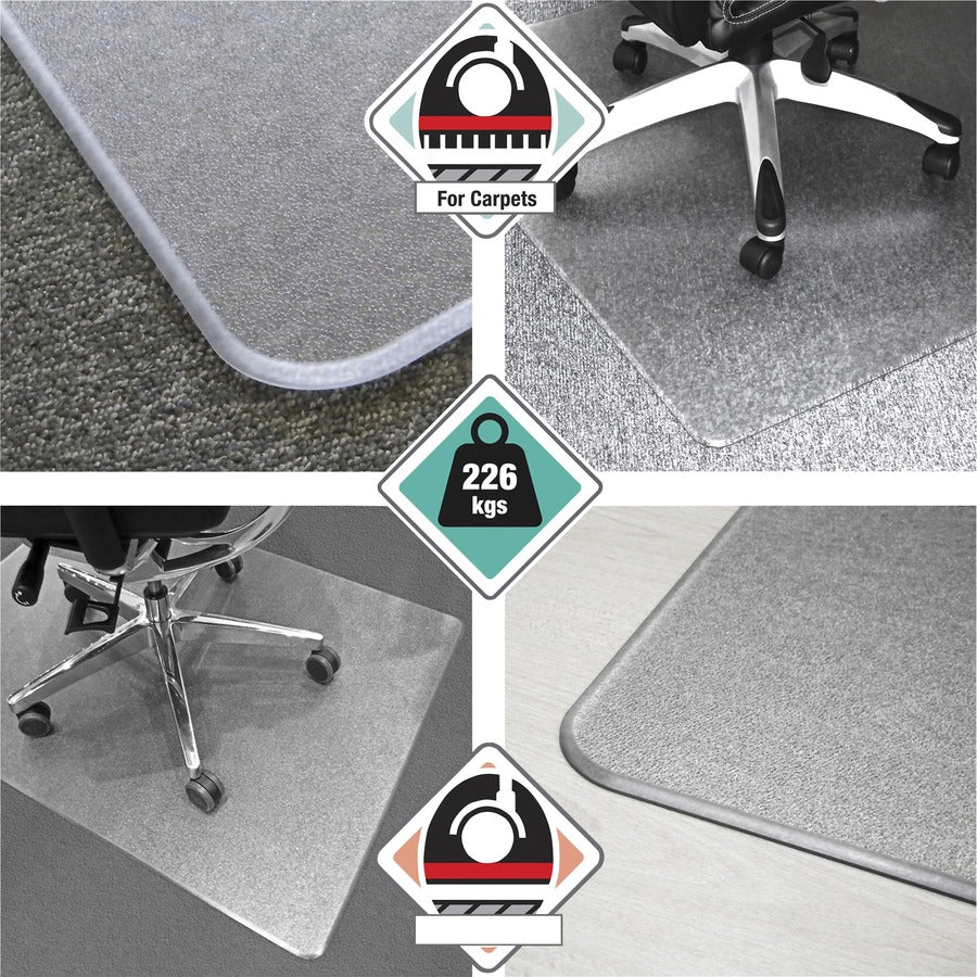 Floortex Cleartex Megamat Extra Thick Chair Mat for Hard Floors & Carpets - 46" x 60" - Home, Workstation, Hard Floor, C