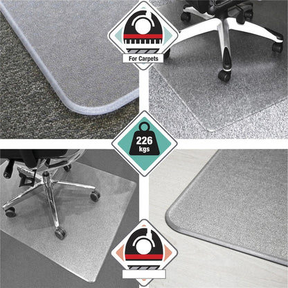 Floortex Cleartex Megamat Extra Thick Chair Mat for Hard Floors & Carpets - 46" x 60" - Home, Workstation, Hard Floor, C